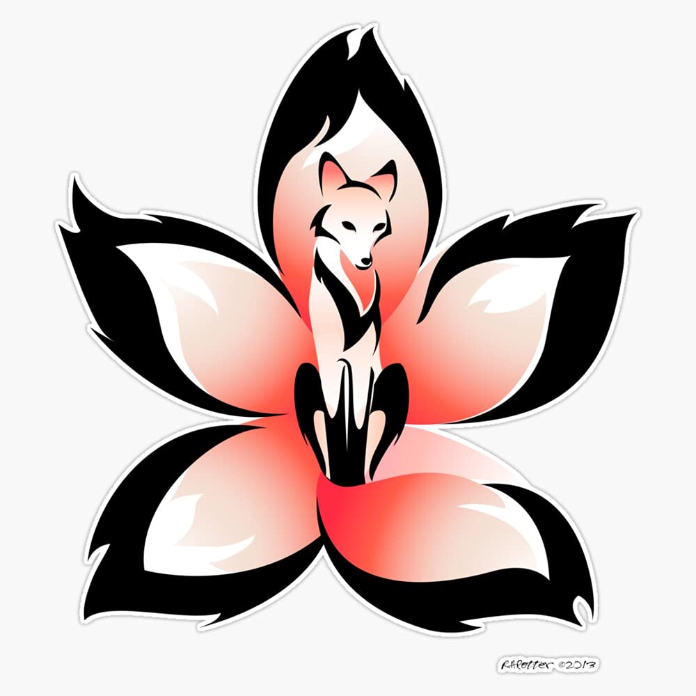 Hana (Flower) Kitsune Vinyl Waterproof Sticker Decal Car Laptop